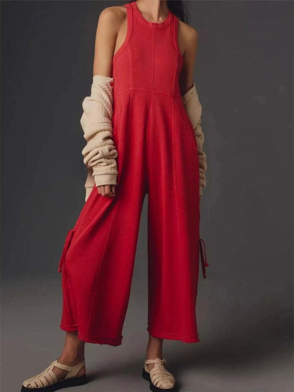 Anthropologie Horizon Red Racerback Wide-Leg Jumpsuit